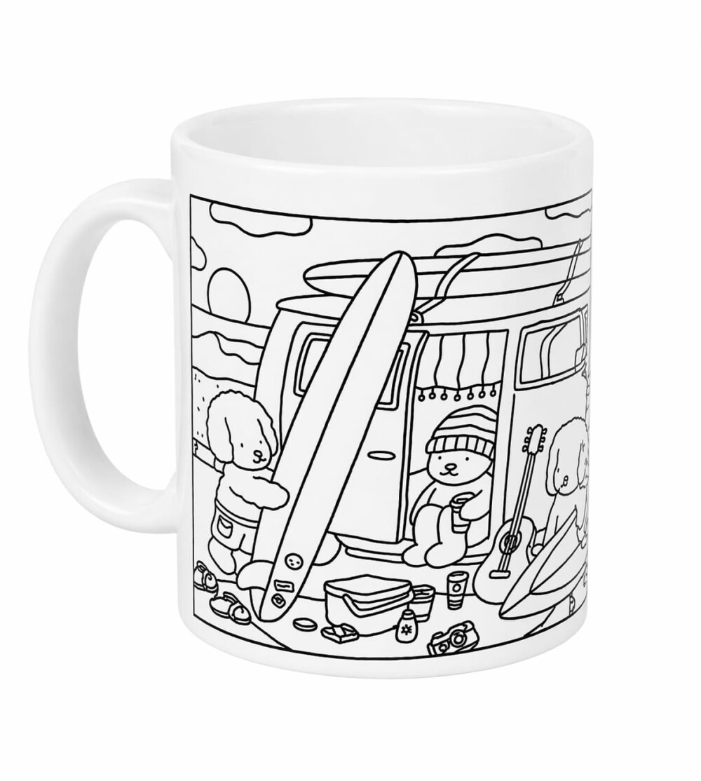 Caneca de Polímero para Colorir com 3 Canetinhas Coloridas