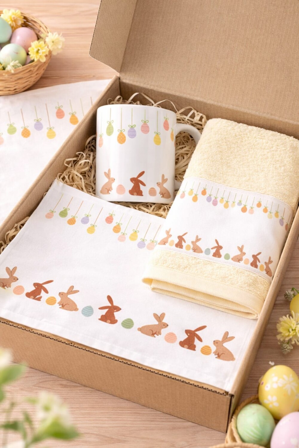 Kit Infantil com Caneca de Polímero e Toalhinhas para Mesa e Mã