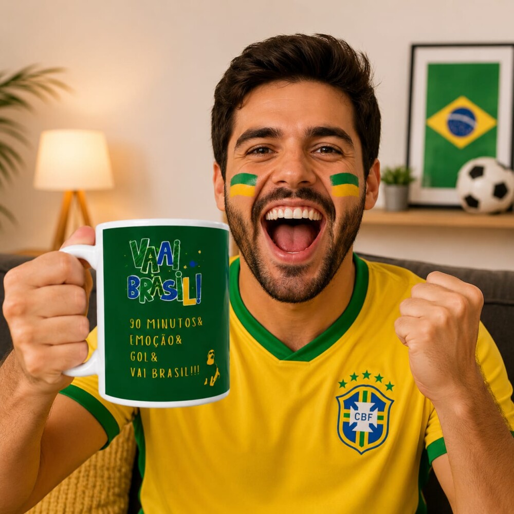 Caneca de Polímero Copa 2026 Brasil 330ml | Presente para Torced