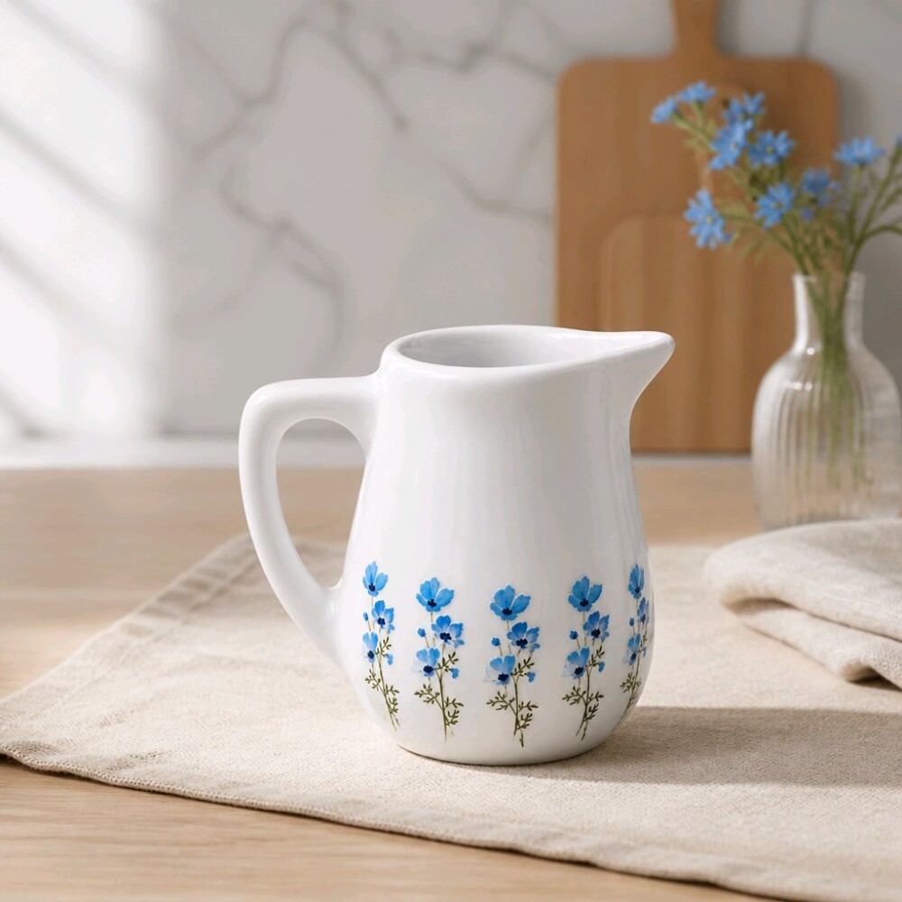 Mini Jarrinha de Cerâmica 60 ml com Flores Delicadas – Leiteir