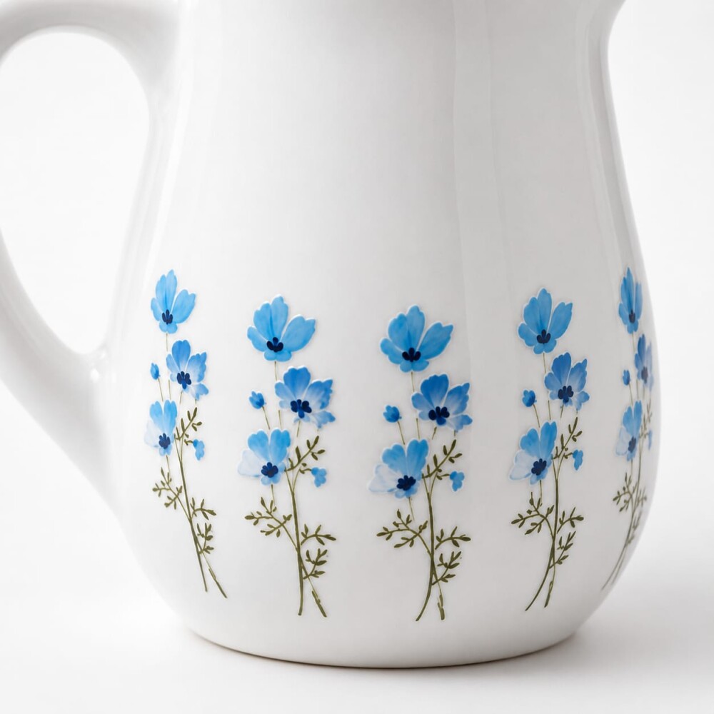 Mini Jarrinha de Cerâmica 60 ml com Flores Delicadas – Leiteir