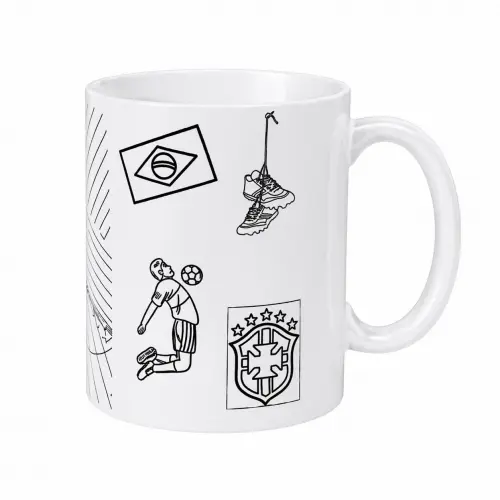 Caneca Infantil para Colorir Copa do Mundo Brasil com Canetinhas