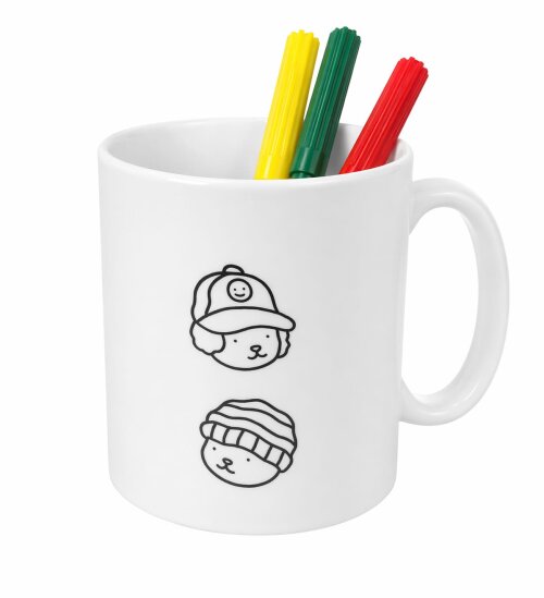 Caneca de Polímero para Colorir com 3 Canetinhas Coloridas
