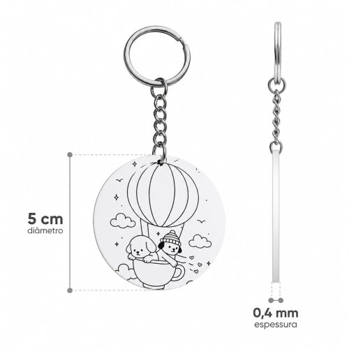 Chaveiro de MDF para Colorir com 3 Canetinhas Coloridas