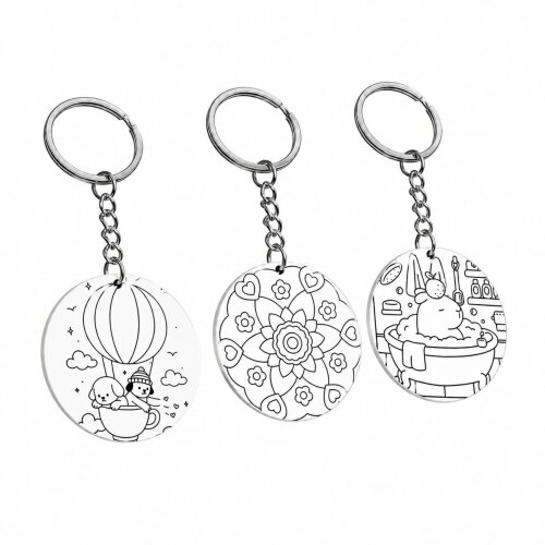 Chaveiro de MDF para Colorir com 3 Canetinhas Coloridas