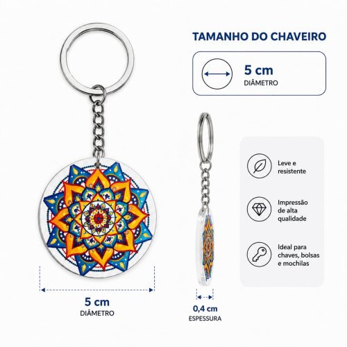 Kit com 5 Chaveiros de MDF Temas Diversos e Coloridos