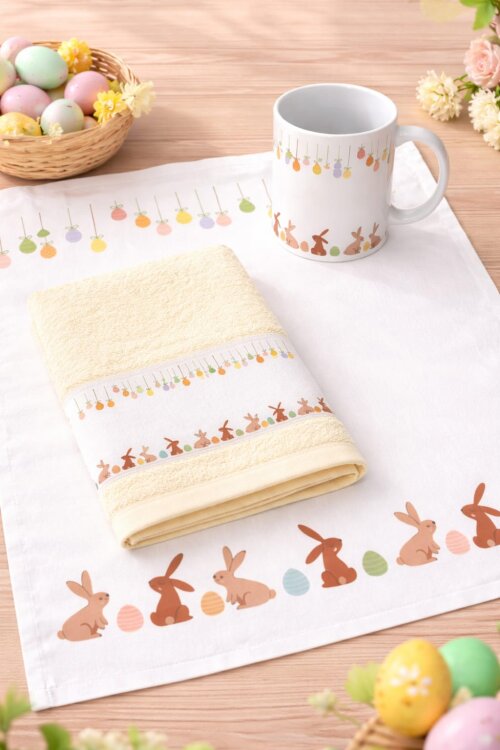 Kit Infantil com Caneca de Polímero e Toalhinhas para Mesa e Mã