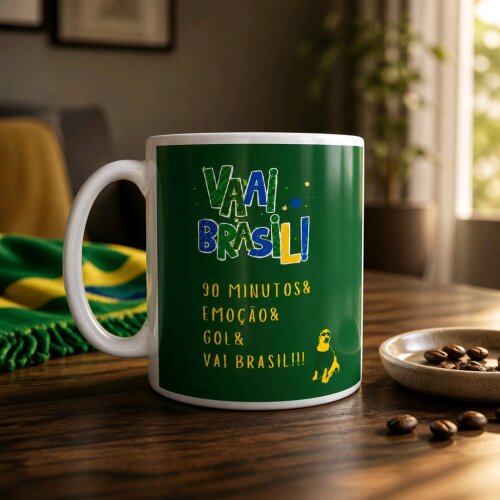 Caneca de Polímero Copa 2026 Brasil 330ml | Presente para Torced