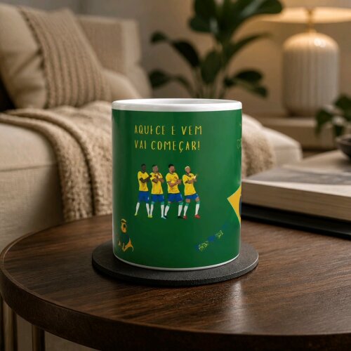 Caneca de Polímero Copa 2026 Brasil 330ml | Presente para Torced