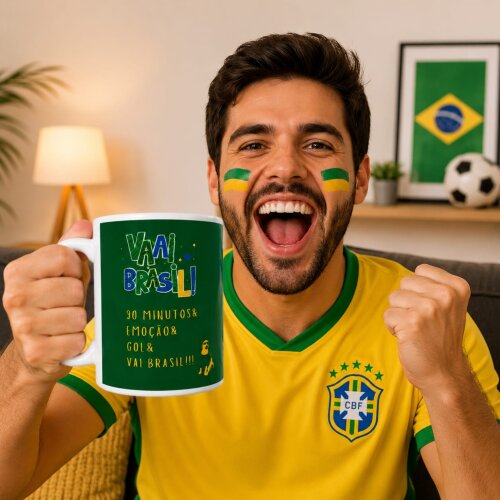 Caneca de Polímero Copa 2026 Brasil 330ml | Presente para Torced