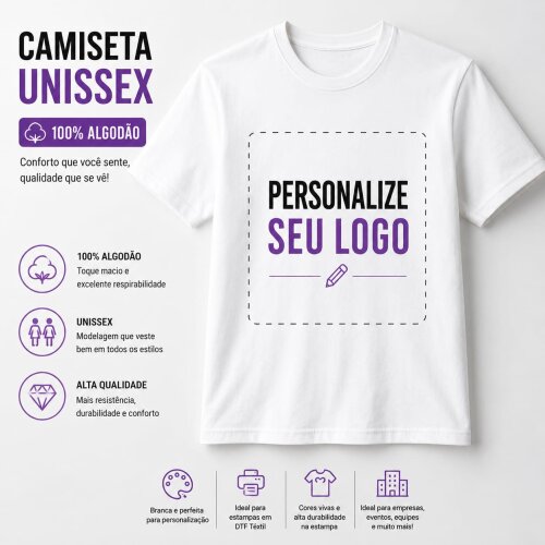 Mínimo de 100 Camisetas Personalizadas com a sua Marca | Marca e