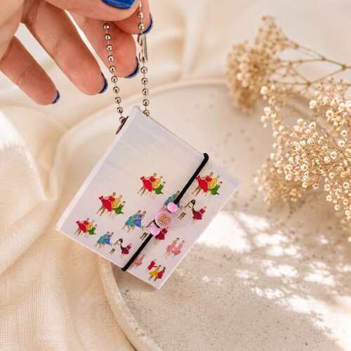 Chaveiro Bloquinho de Anotações Artesanal com Folhas Post-it Destacáveis | Personalizado | 5,5 x 4,5 cm