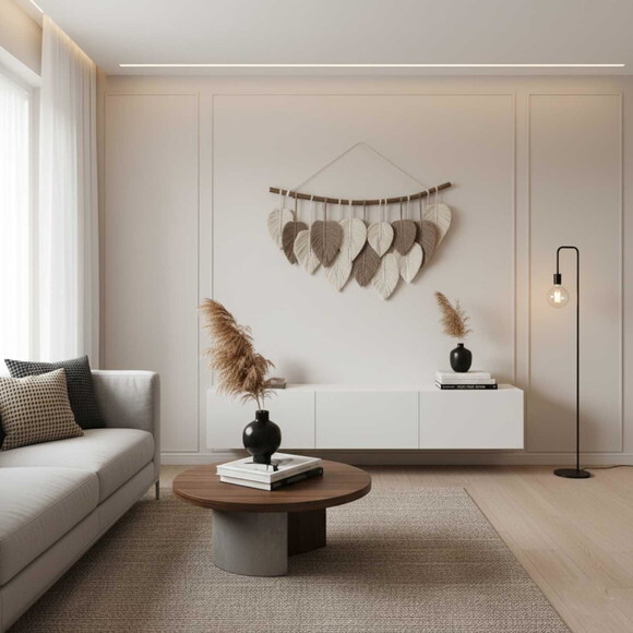 Painel de Macrame Folhas