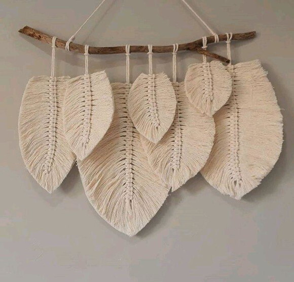 Painel de Macrame Folhas