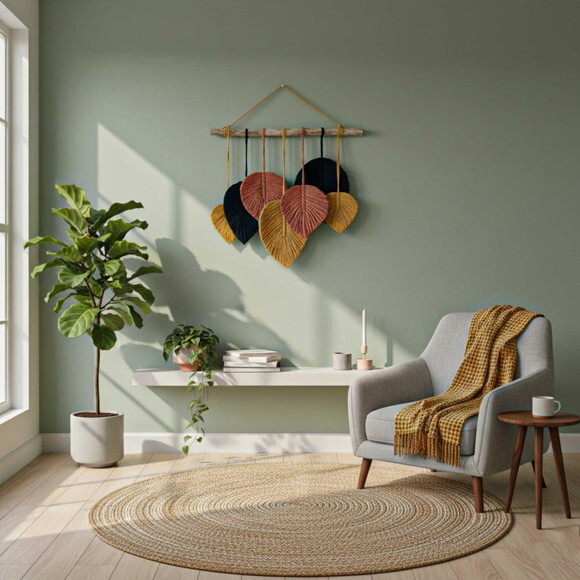 Painel de Macrame Folhas