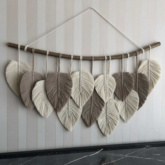 Painel de Macrame Folhas