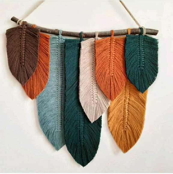 Painel de Macrame Folhas