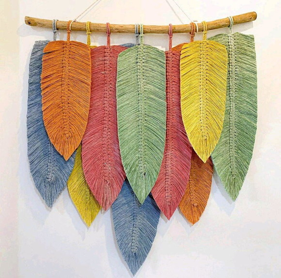 Painel de Macrame Folhas