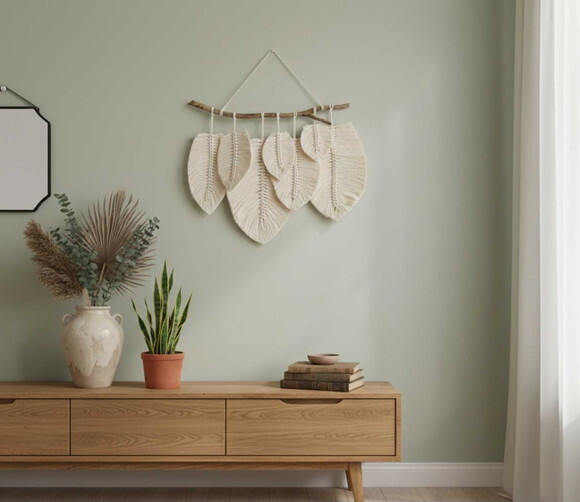 Painel de Macrame Folhas