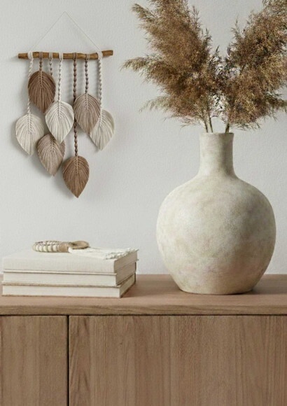 Painel Macramê Boho Chic Folhas