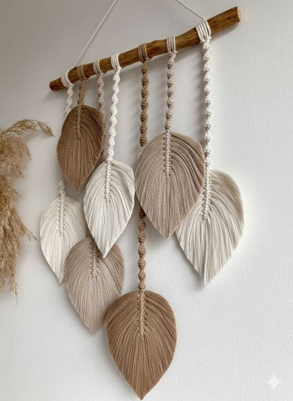 Painel Macramê Boho Chic Folhas