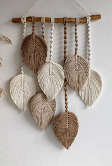 Painel Macramê Boho Chic Folhas