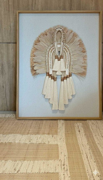 Cocar Decorativo em Macramê e Penas Boho Chic Arte de Pare