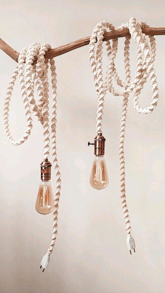 Conjunto de Luminárias decorativa em macrame