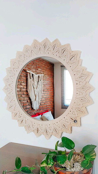Espelho Decorativo Em Macramé