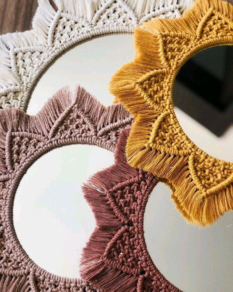 Espelho Decorativo Em Macramé