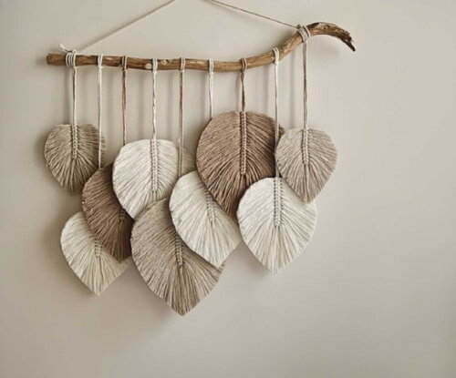 Painel de Macrame Folhas
