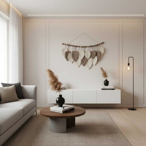 Painel de Macrame Folhas