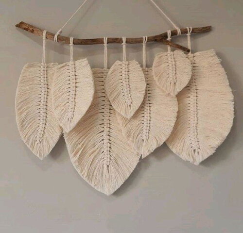 Painel de Macrame Folhas