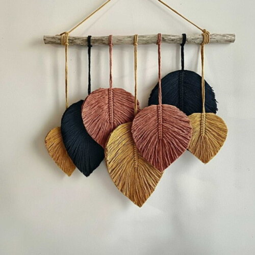 Painel de Macrame Folhas