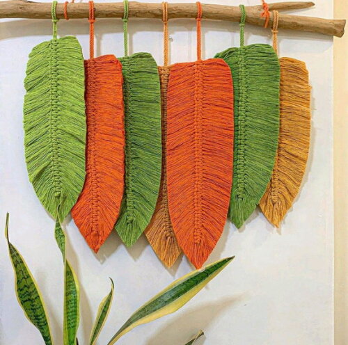 Painel de Macrame Folhas
