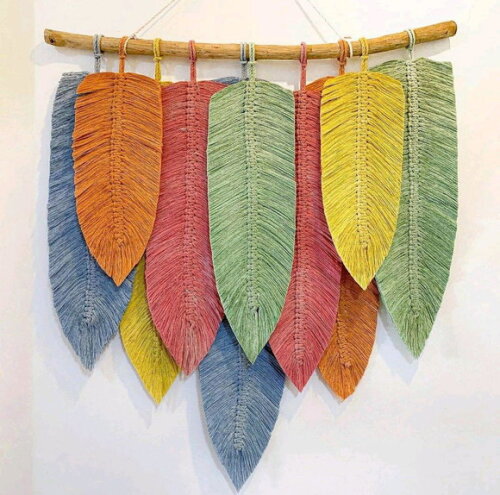 Painel de Macrame Folhas
