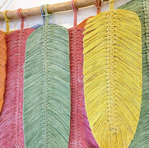 Painel de Macrame Folhas
