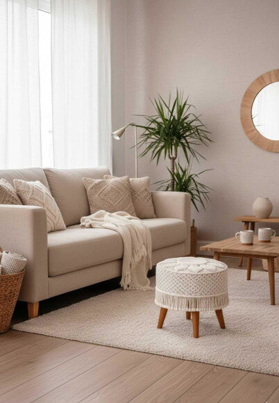 Puff Decorativo em Macramê