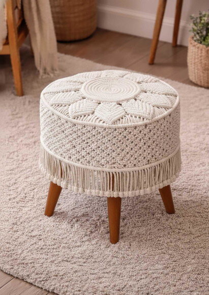 Puff Decorativo em Macramê