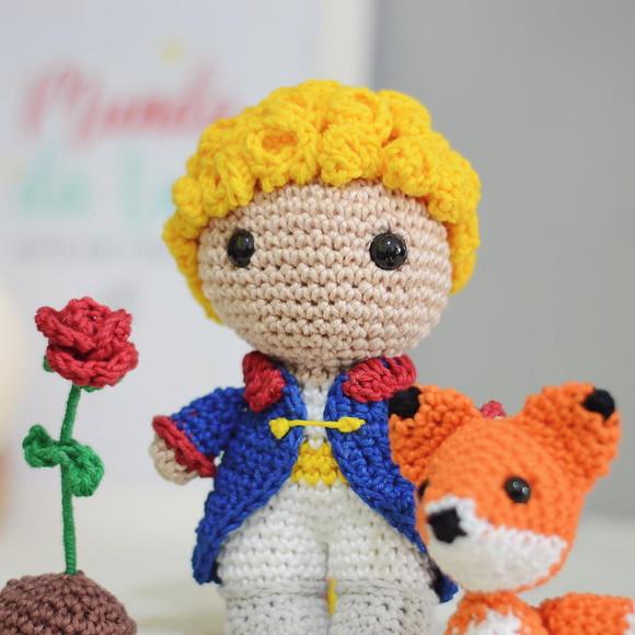 Kit o Pequeno Príncipe + Raposa + Rosa Amigurumi