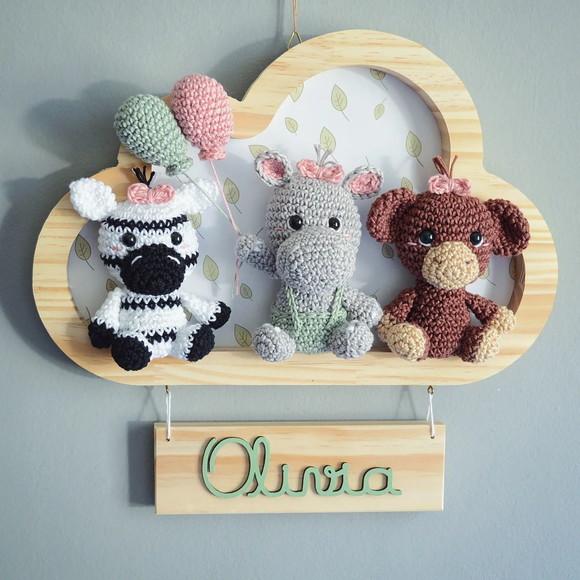 Porta Maternidade Safari Nuvem Amigurumi