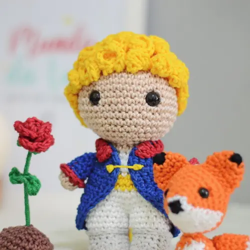 Kit o Pequeno Príncipe + Raposa + Rosa Amigurumi