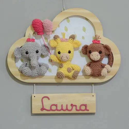 Porta Maternidade Safari Nuvem Amigurumi