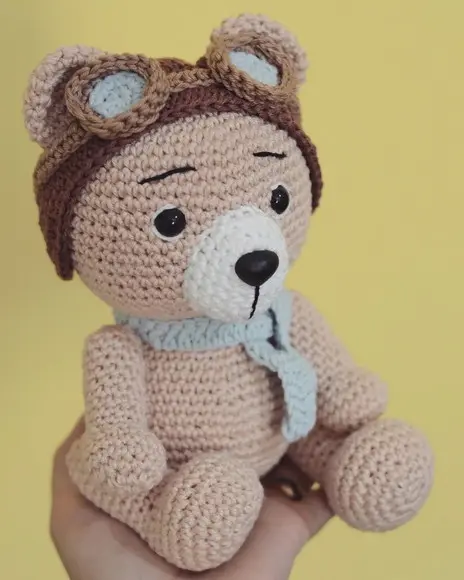 Urso Aviador Amigurumi