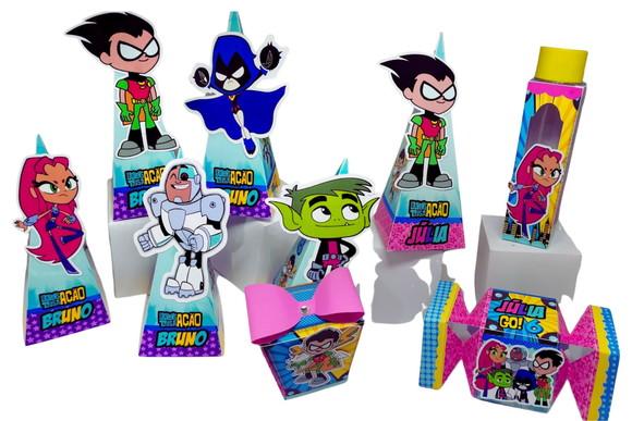 40 Caixinhas Personalizadas Heróis Jovens Titãs
