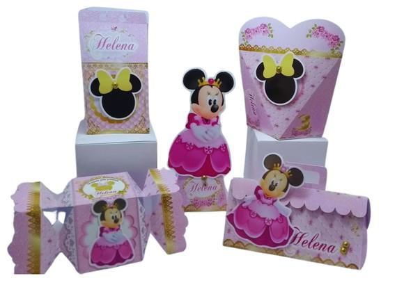 40 Caixinhas 3d Personalizadas Minnie Rosa