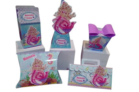 40 Caixinhas Personalizadas Barbie Sereia