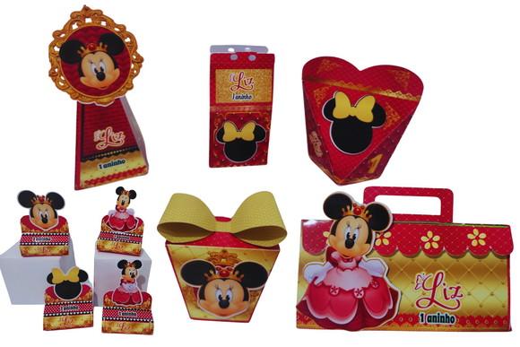 40 Caixinhas Personalizados Minnie Realeza