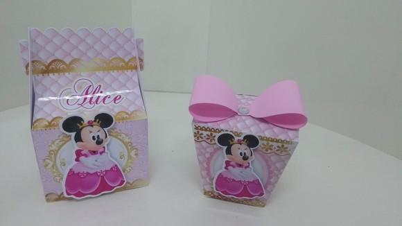 40 Caixinhas Personalizados Minnie Realeza