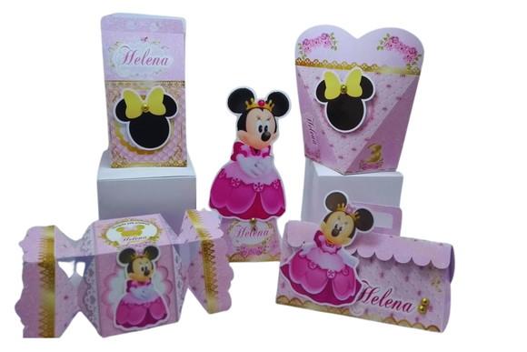 40 Caixinhas Personalizados Minnie Realeza